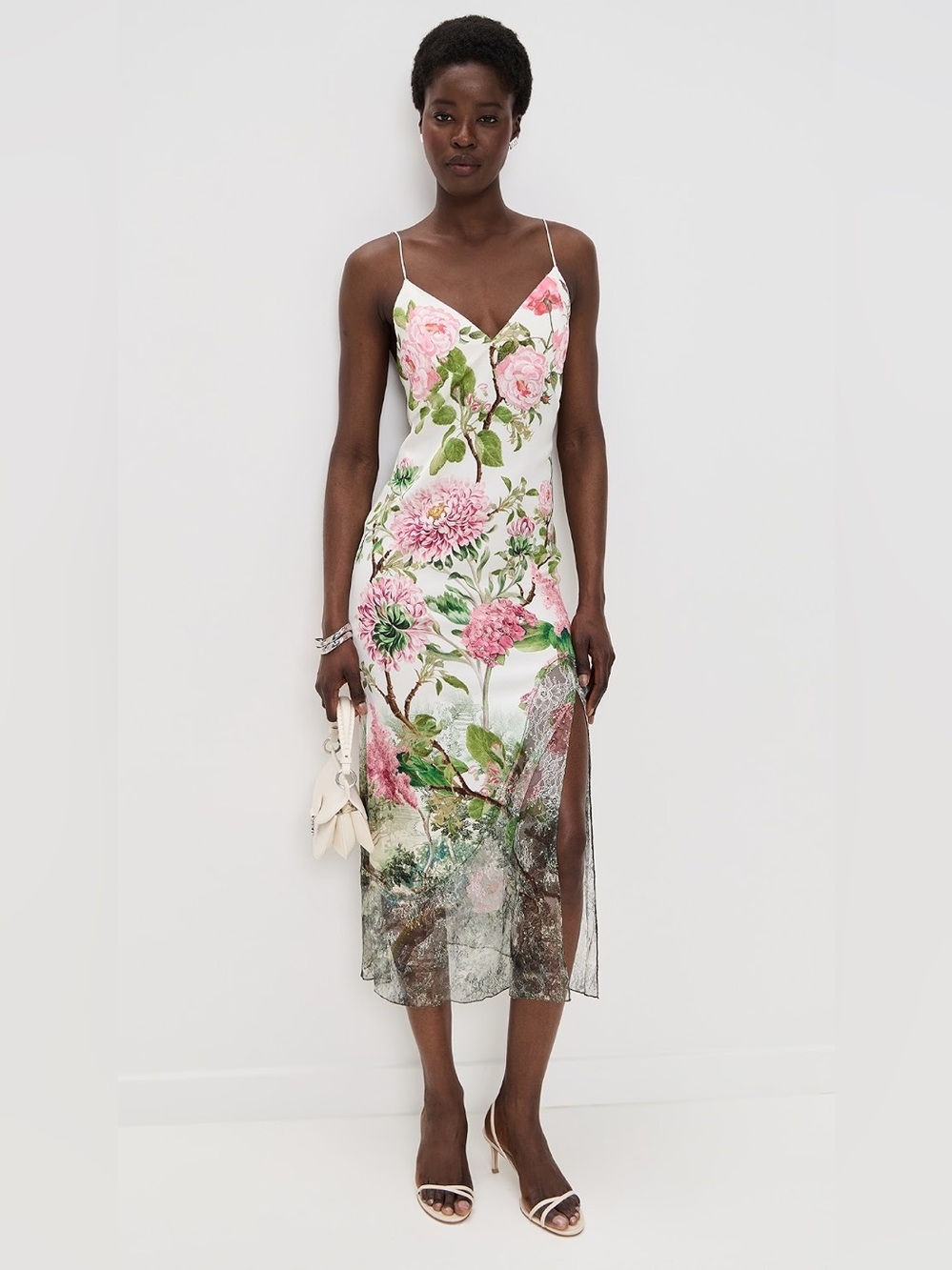 Alice + Olivia Julietta Floral Lace Trim Midi Dress NWT Size 12